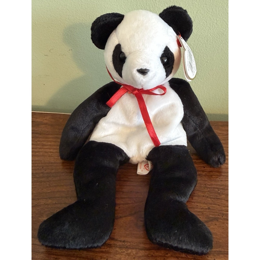 Ty Beanie Baby "Fortune" the Panda bear 1998 Retired - Plush Stuffed Toy